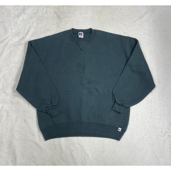 Vintage Russell Athletic Men's Large Dark Green Crew Neck Sweatshirt USA Made - Picture 1 of 7
